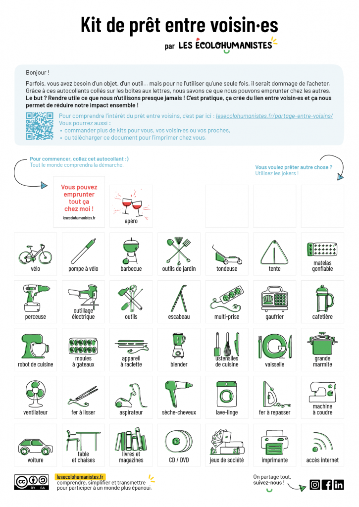 prêt entre voisins - kit d'autocollants
